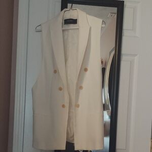 Zara Cream Double-Breasted Vest